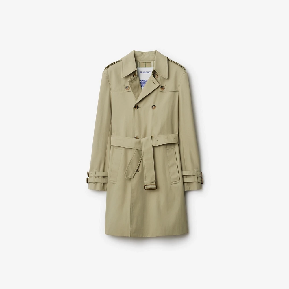 Mid-length Gabardine Trench Coat in Skylark - Men | Burberry® Official