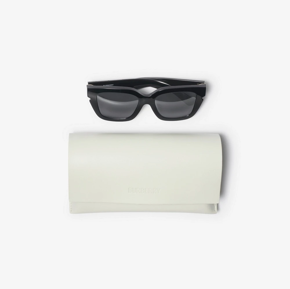 Inlaid Check Square Sunglasses in Black - Women | Burberry® Official