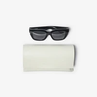 Inlaid Check Square Sunglasses in Black - Women | Burberry® Official