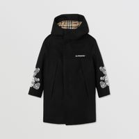 Thomas Bear Appliqué Wool Hooded Coat Black | Burberry® Official