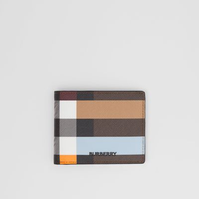 Colour Block Check Bifold Wallet in Dark Birch Brown - Men | Burberry® Official