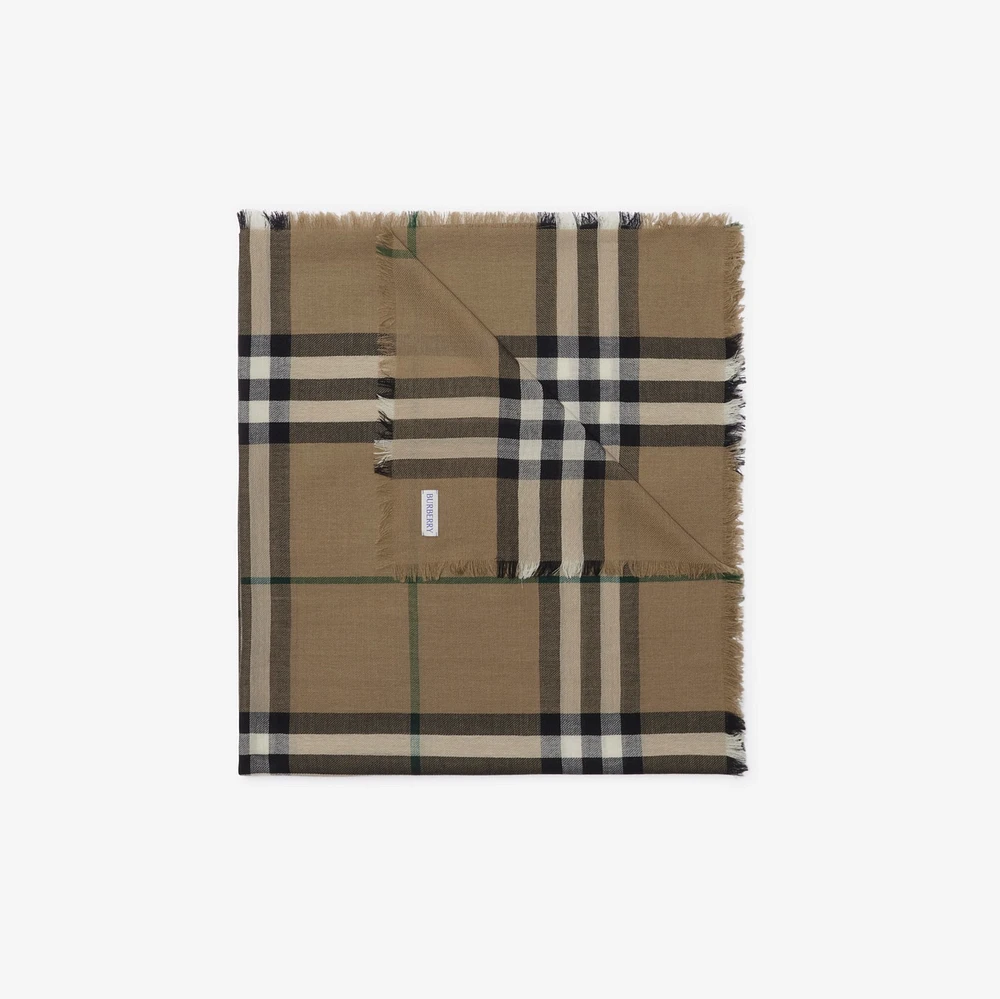 Check Wool Scarf in Linden | Burberry® Official