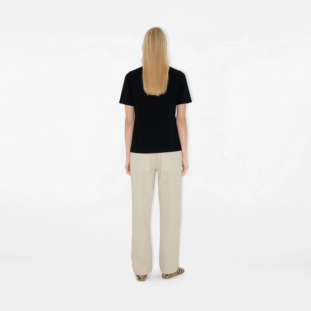 Check Label Cotton T-shirt in Black - Women | Burberry® Official