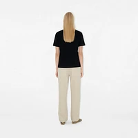 Check Label Cotton T-shirt in Black - Women | Burberry® Official