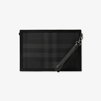 Check Zip Pouch in Charcoal - Men, Canvas | Burberry® Official