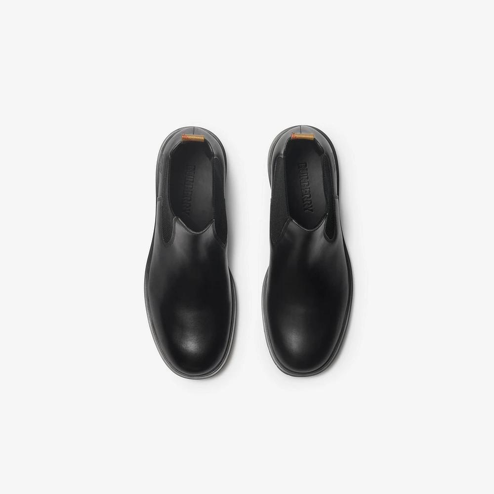 Leather Rogue Chelsea Boots in Black - Men | Burberry® Official
