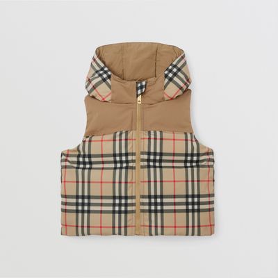 Vintage Check Hooded Puffer Gilet Archive Beige - Children | Burberry® Official