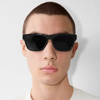 Check Rectangular Sunglasses in Black/beige Grey - Men | Burberry® Official