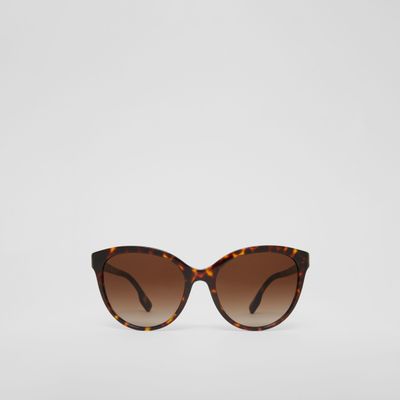 Monogram Motif Cat-eye Frame Sunglasses in Dark Tortoiseshell - Women | Burberry® Official