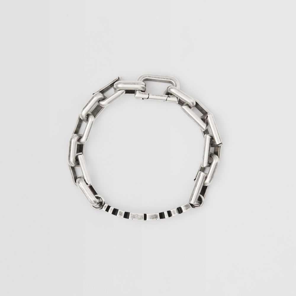 Burberry Logo Detail Palladium-plated Chain-link Bracelet Aged 