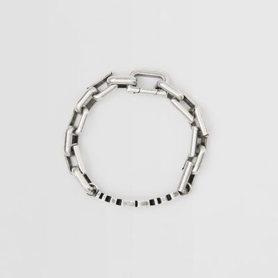 Logo Detail Palladium-plated Chain-link Bracelet Aged Silver - Men | Burberry® Official