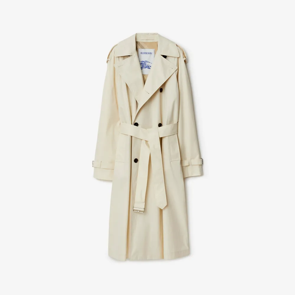 Long Gabardine Trench Coat in Calico - Women, Cotton Gabardine | Burberry® Official