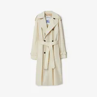 Long Gabardine Trench Coat in Calico - Women, Cotton Gabardine | Burberry® Official