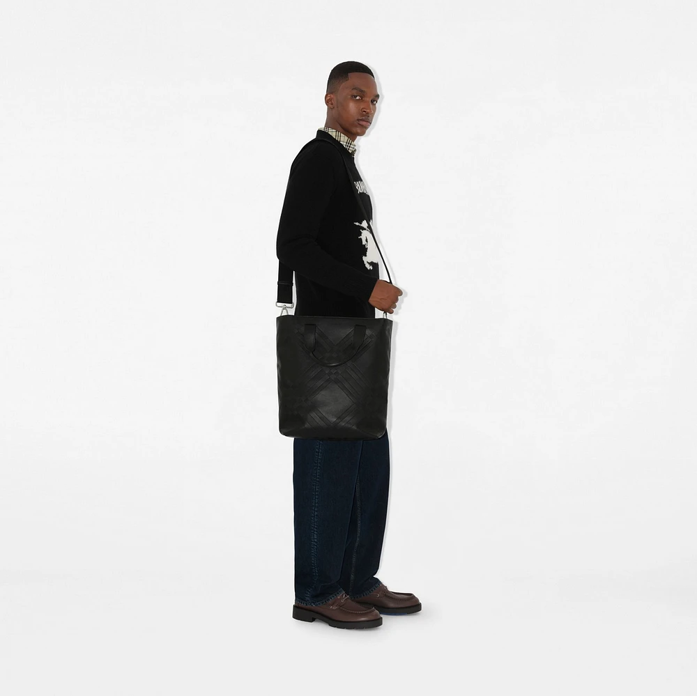 Embossed Check Tote in Black - Men | Burberry® Official
