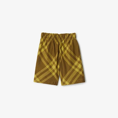 Check Cotton Shorts in Golden brown | Burberry® Official