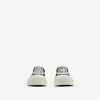 Check Nylon Blend Sneakers in Leaf - Men, Technical | Burberry® Official