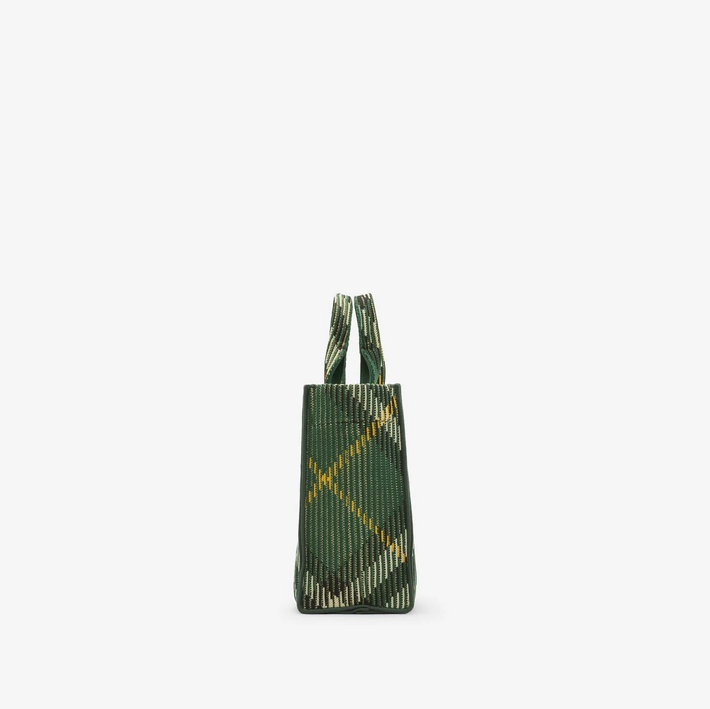 Mini Check Knitted Tote in Ivy - Women | Burberry® Official