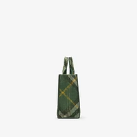 Mini Check Knitted Tote in Ivy - Women | Burberry® Official