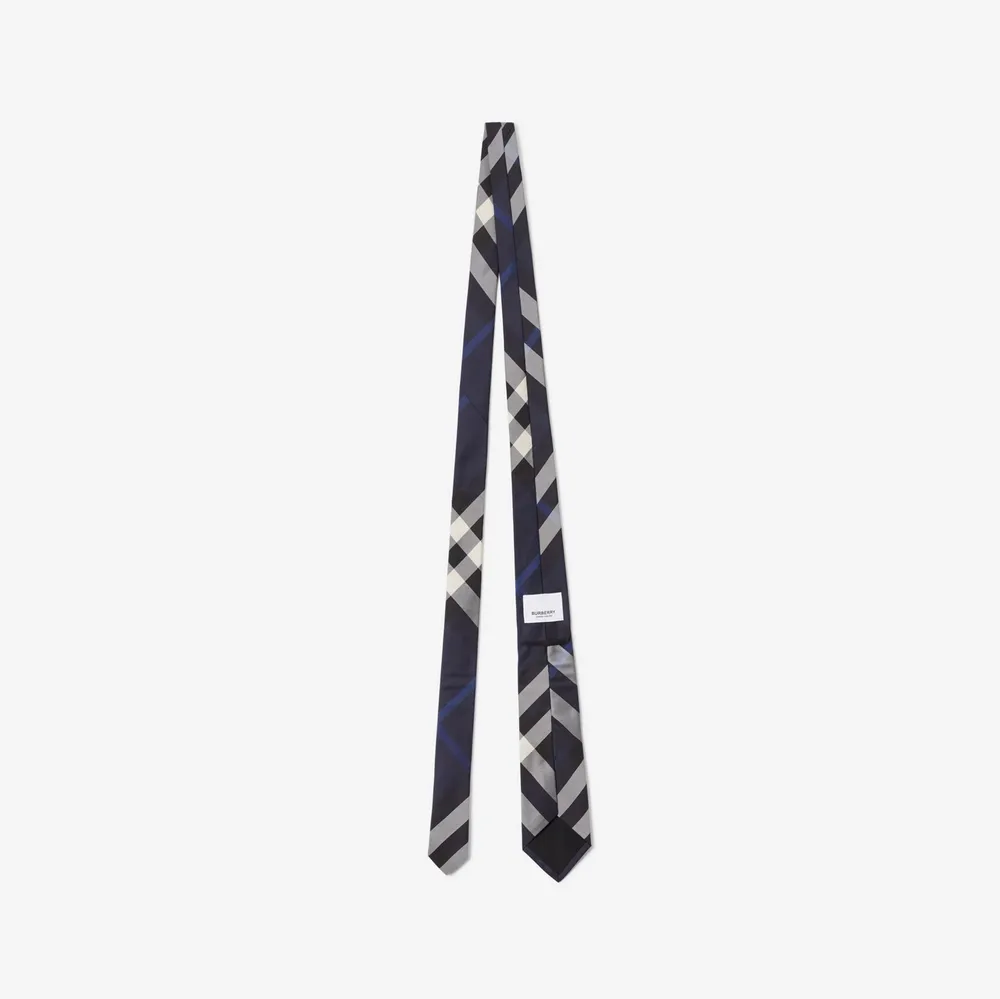 Check Silk Tie in Navy - Men | Burberry® Official