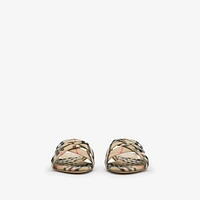 Check Cabana Slides in Sand - Women, Linen | Burberry® Official