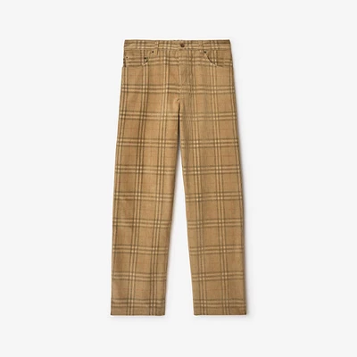 Check Corduroy Trousers in Sand - Men | Burberry® Official