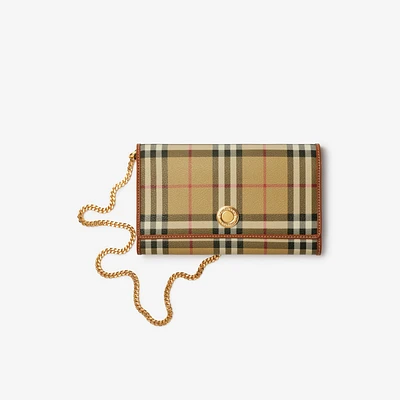 Check Chain Strap Wallet in Vintage check - Women | Burberry® Official