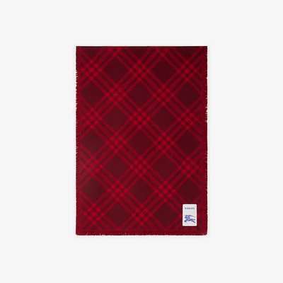 Wide Check Wool Silk Scarf in Oxblood/pillar | Burberry® Official