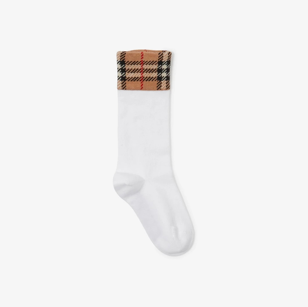 Check Panel Cotton Blend Socks Set in Black/white - Children | Burberry® Official