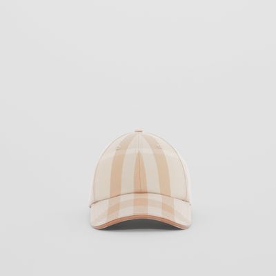 Logo Detail Exaggerated Check Cotton Baseball Cap Soft Fawn | Burberry® Official