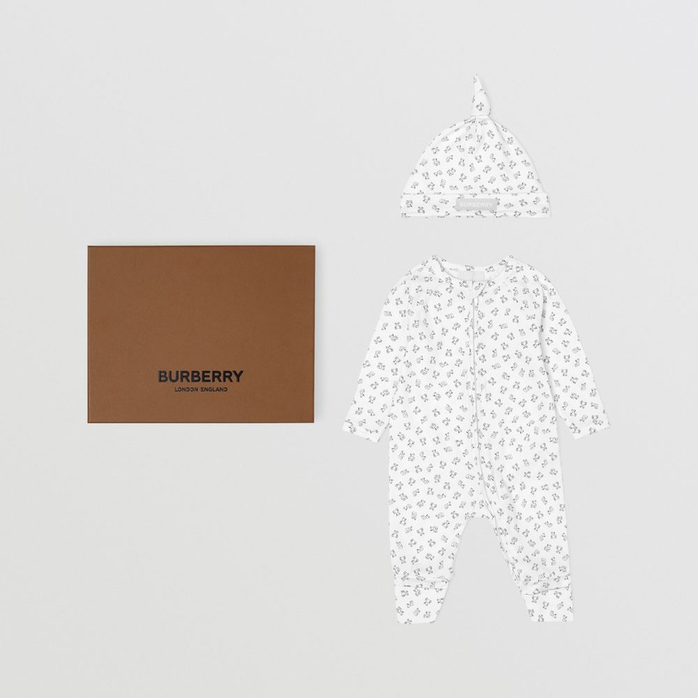 Thomas Bear Print Cotton Two-piece Baby Gift Set White - Children | Burberry® Official