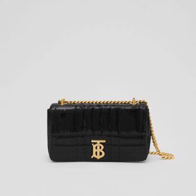 Sequinned Quilted Leather Small Lola Bag in Black - Women | Burberry® Official