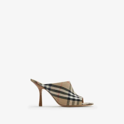 Check Mews Mules in Sand - Women | Burberry® Official