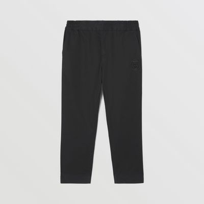 Monogram Motif Cotton Trousers Black | Burberry® Official