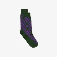 Check Cotton Blend Socks in Vine/royal | Burberry® Official