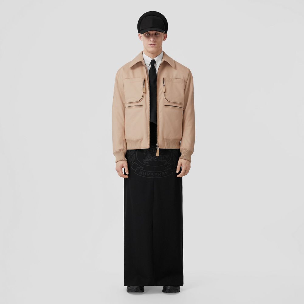 Pocket Detail Cotton Gabardine Harrington Jacket Soft Fawn - Men | Burberry® Official