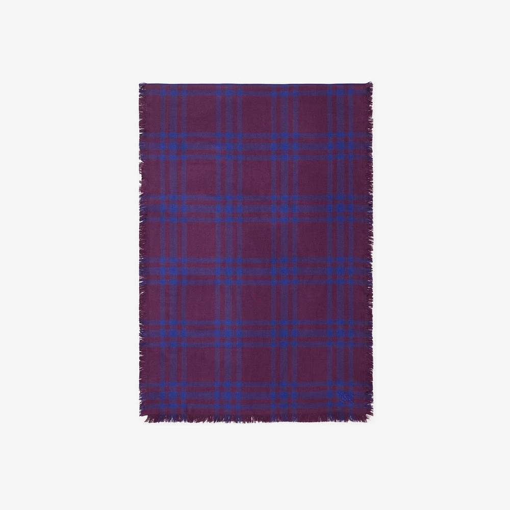 Reversible Check Wool Silk Scarf in Pansy | Burberry® Official