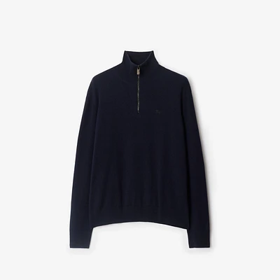 Cashmere Blend Half-zip Sweater in Navy - Men | Burberry® Official