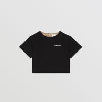 Check Panel Cotton T-shirt Black | Burberry® Official