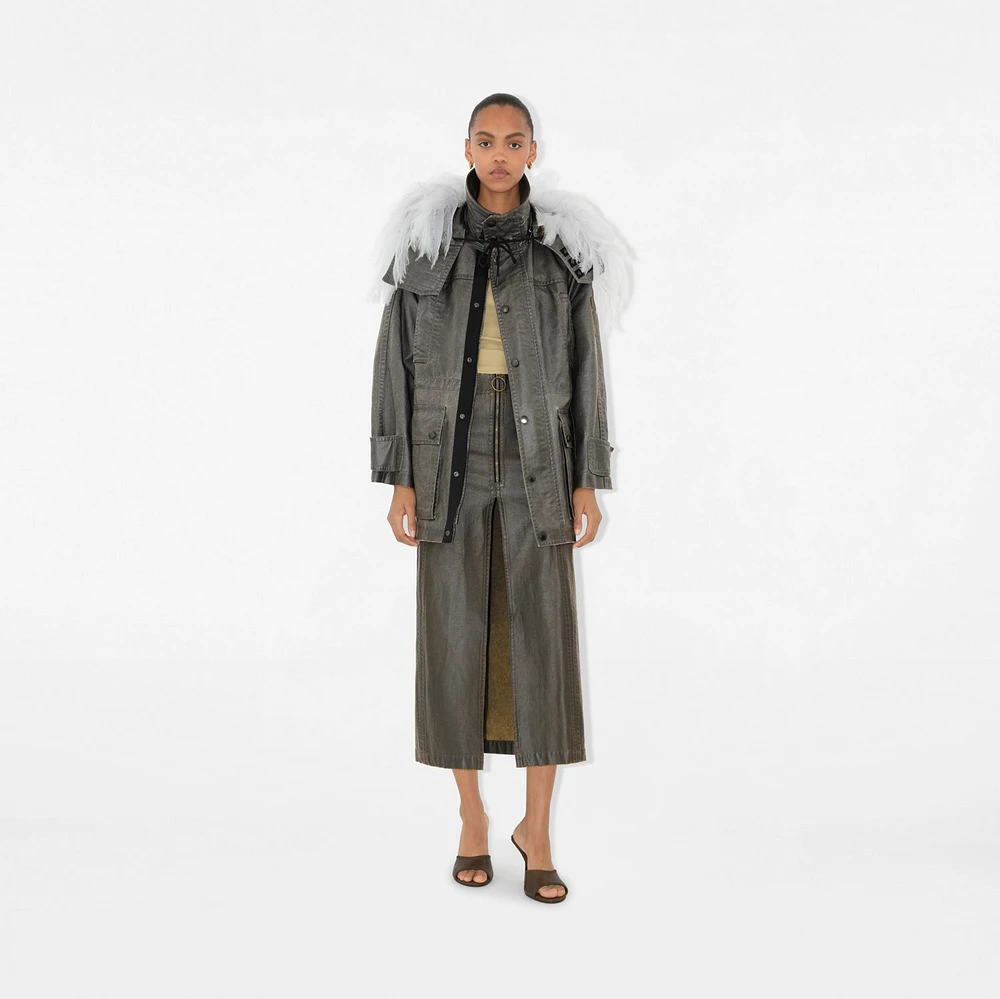 Bleached Cotton Parka in Oil - Women | Burberry® Official