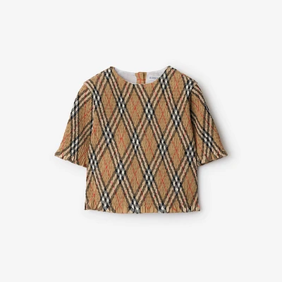 Check Cotton Top in Sand | Burberry® Official