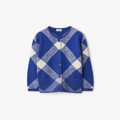 Check Wool Blend Cardigan in Knight | Burberry® Official