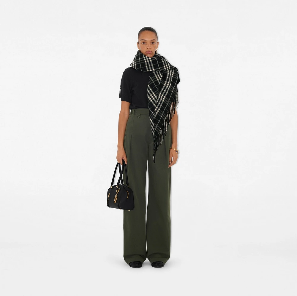 Check Wool Cashmere Cape in Black/calico | Burberry® Official