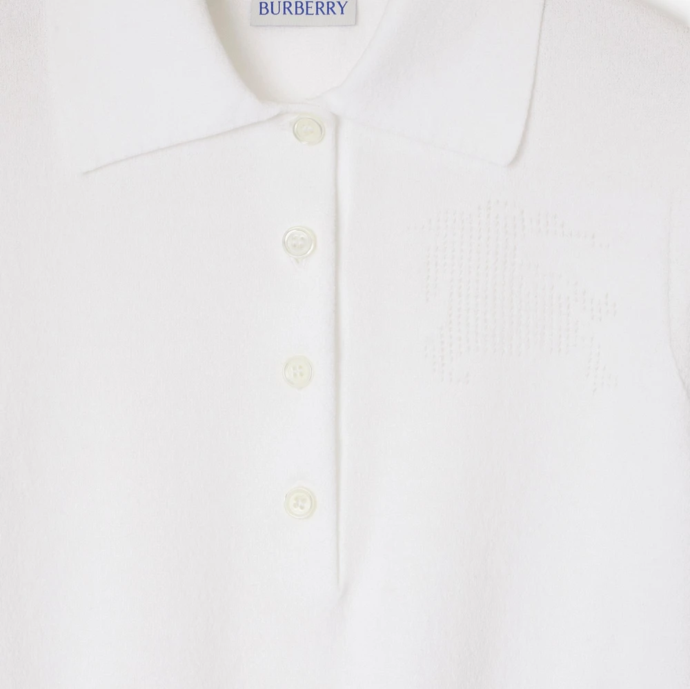 Cotton Blend Polo Shirt in Chalk - Women | Burberry® Official