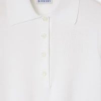 Cotton Blend Polo Shirt in Chalk - Women | Burberry® Official