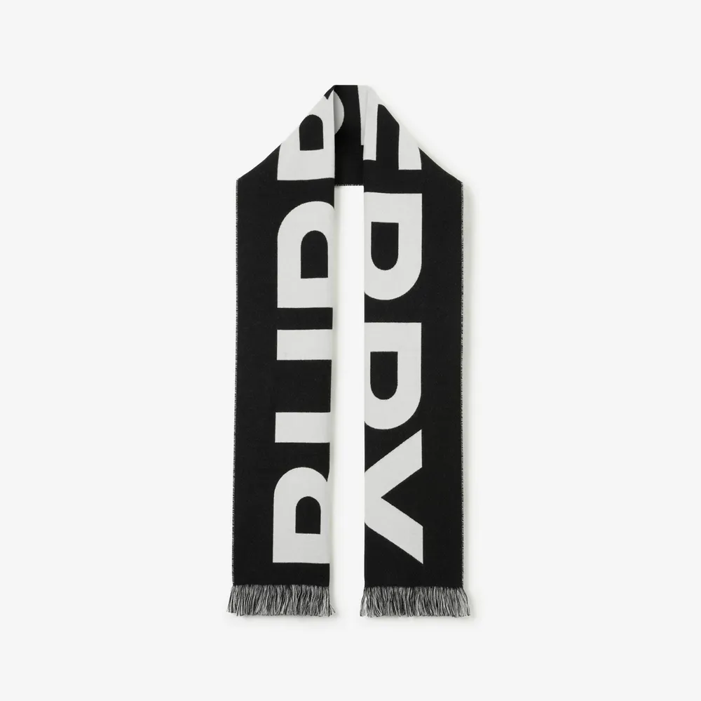 Logo Wool Scarf in Black | Burberry® Official