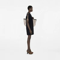 Check Trim Cotton T-shirt Dress in Black - Women | Burberry® Official
