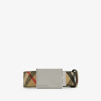 Reversible Check B Cut Belt in Sand/slate - Men | Burberry® Official