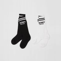 Logo Intarsia Technical Cotton Two-piece Socks Set Monochrome - Children | Burberry® Official