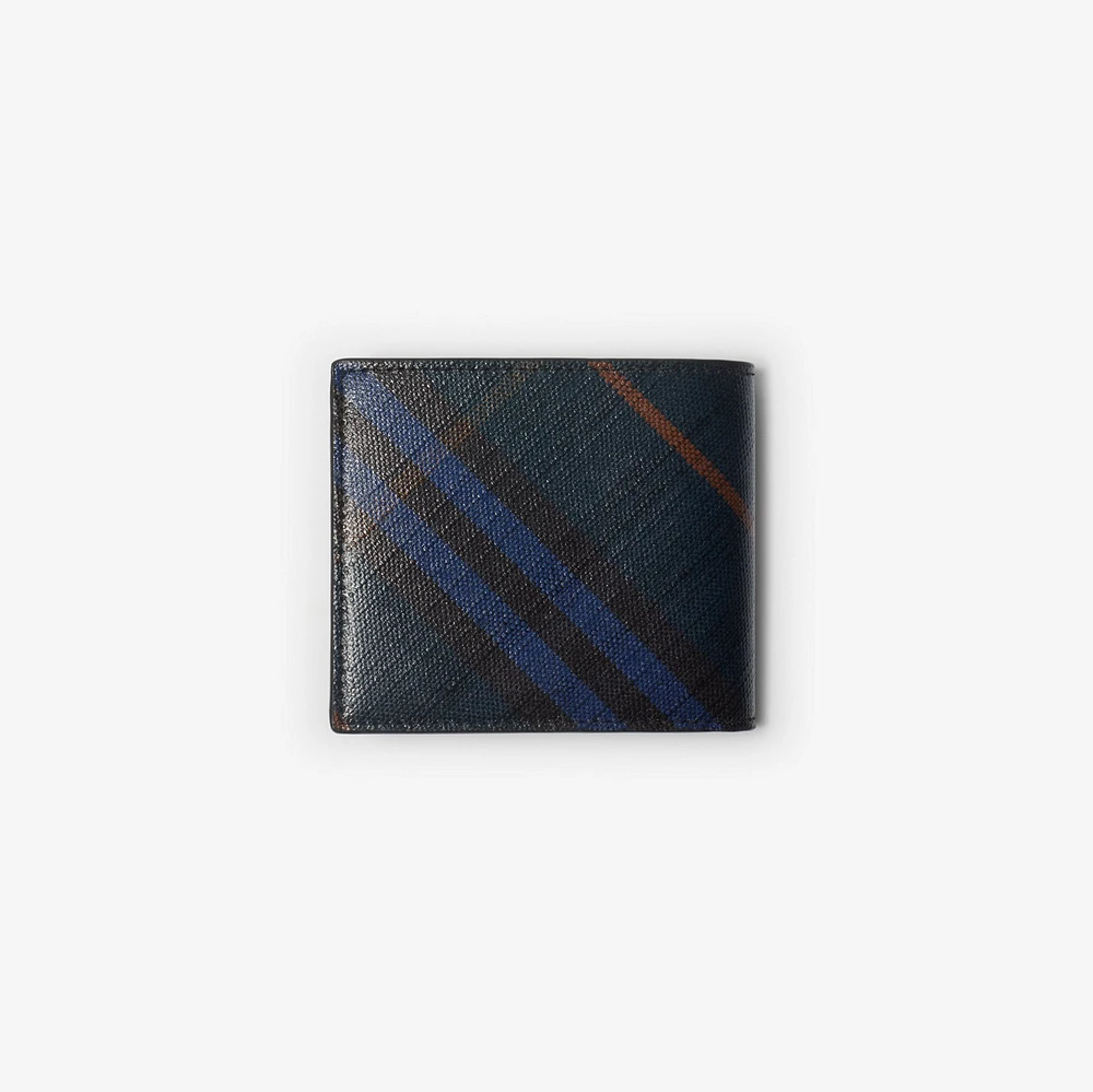 Check Bifold Wallet in Midnight - Men, Cotton, Linen | Burberry® Official