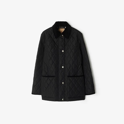 Quilted Nylon Barn Jacket in Black/sand - Women | Burberry® Official